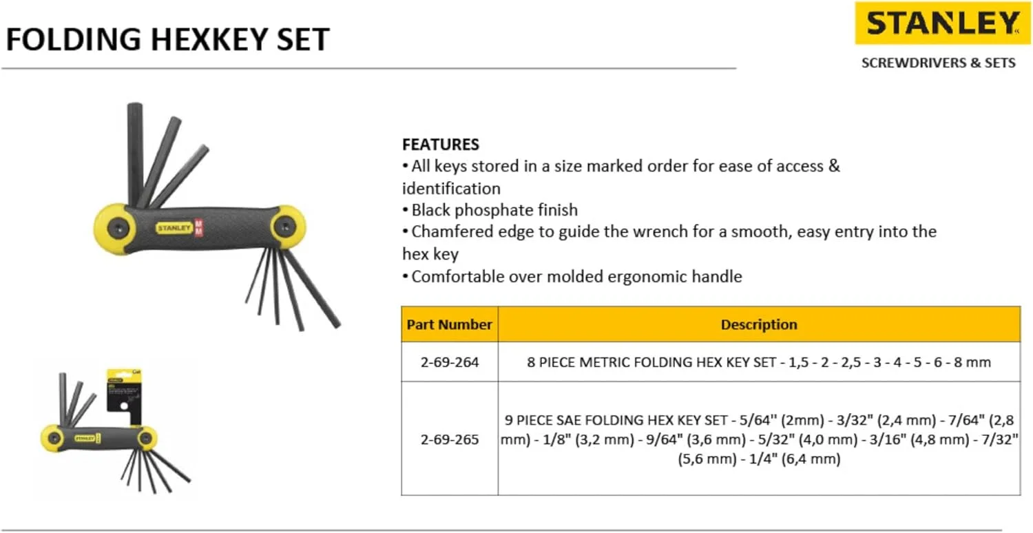 مجموعه آچار آلن تاشو 8 عددی استنلی مدل 2-69-264