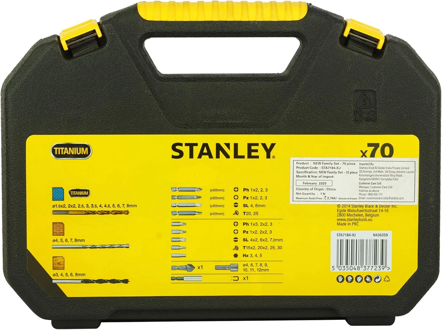 مجموعه ۷۰ عددی مته تیتانیومی استنلی - Sta7184-Xj