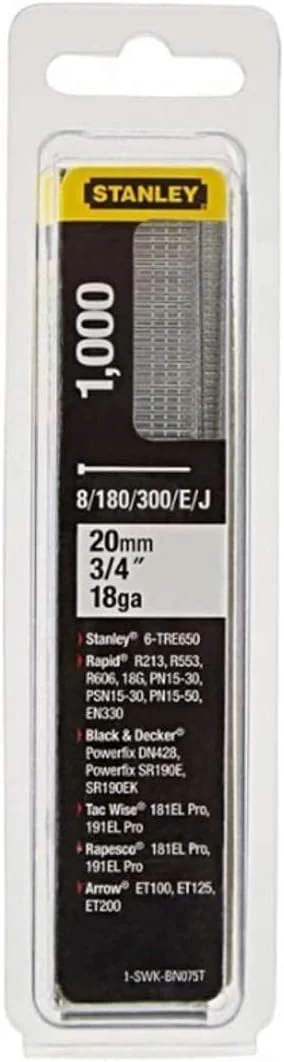 استنلی 1-SWKBN075T میخ/سنجاقی 8/300 / E/نوع J-20mm-1000 عدد، چند رنگ، 20 میلی متر استنلی 1-SWKBN075T میخ/سنجاقی 8/300 / E/نوع J-20mm-1000 عدد، چند رنگ، 20 میلی متر