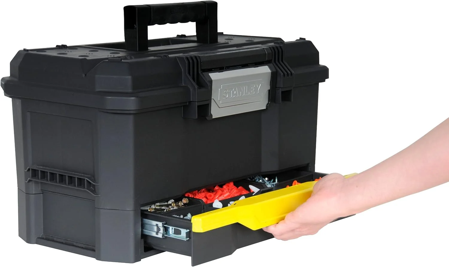 جعبه ابزار 19 اینچی استنلی مدل 170316 با یک قفل و کشو جعبه ابزار 19 اینچی استنلی مدل 170316 با یک قفل و کشو