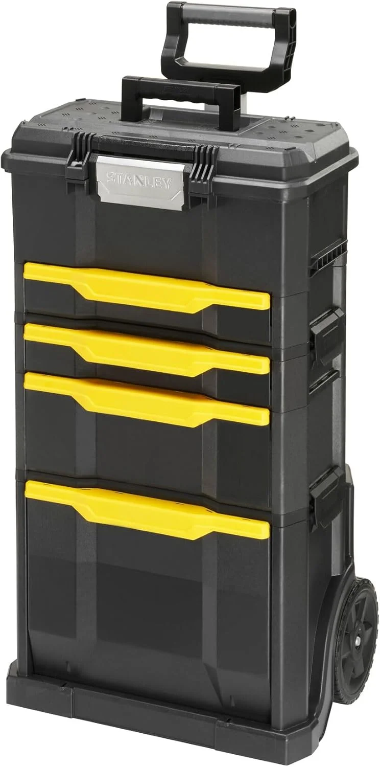 جعبه ابزار چرخ دار کارگاهی استنلی، جعبه ابزار جداشدنی با کشو، سطل تاشو، جیب پشتی، چرخ های سنگین 7 اینچی، 1-79-206 جعبه ابزار چرخ دار کارگاهی استنلی، جعبه ابزار جداشدنی با کشو، سطل تاشو، جیب پشتی، چرخ های سنگین 7 اینچی، 1-79-206