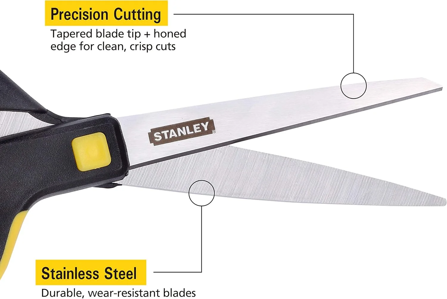 قیچی همه کاره ارگونومیک 8 اینچی استنلی (SCI8EST-YLW)، زرد/مشکی