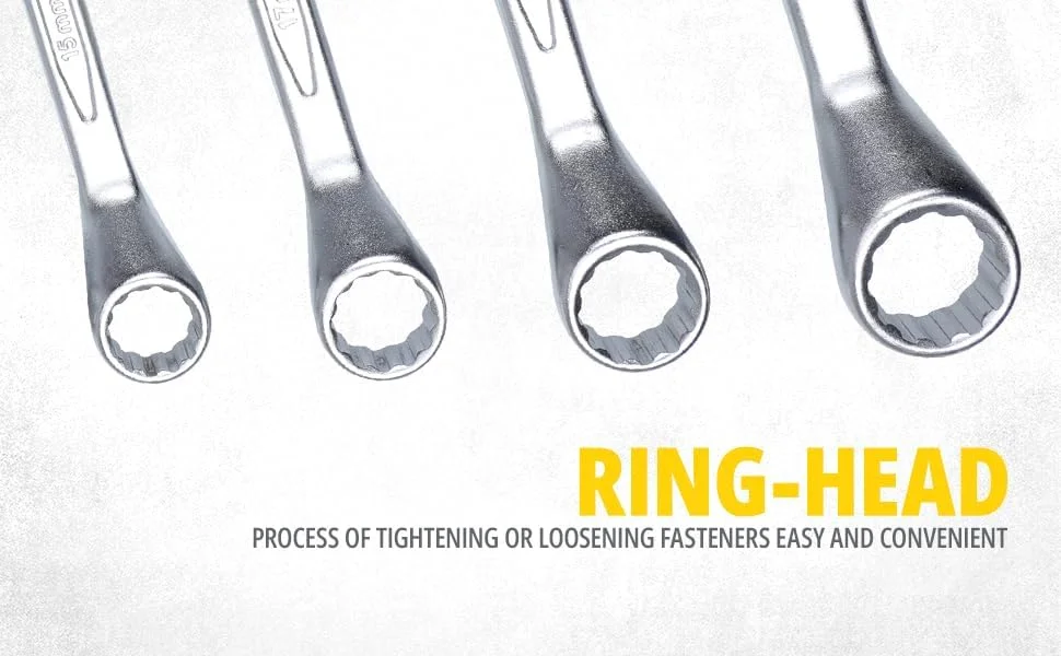 مجموعه آچار رینگی 8 عددی استنلی مدل 70-394E، روکش مات، فولاد کروم وانادیوم، دهانه کم عمق، سیستم Maxi-Drive، ضد لغزش و ضد خوردگی، خاکستری