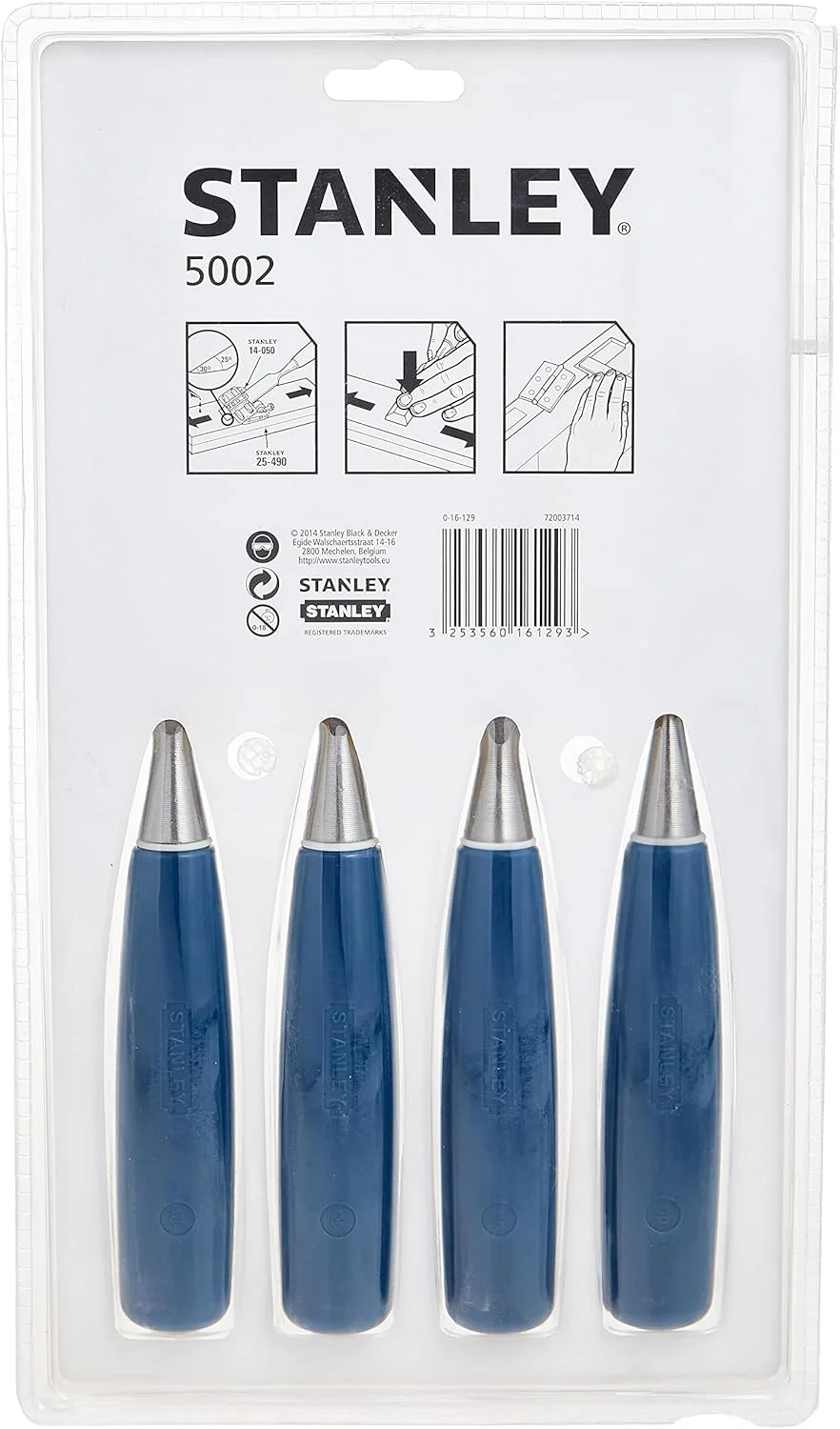 مجموعه 4 عددی اسکنه تیغه فولادی استنلی شامل سایزهای 6/12/18/25 میلی متر، 0-16-129