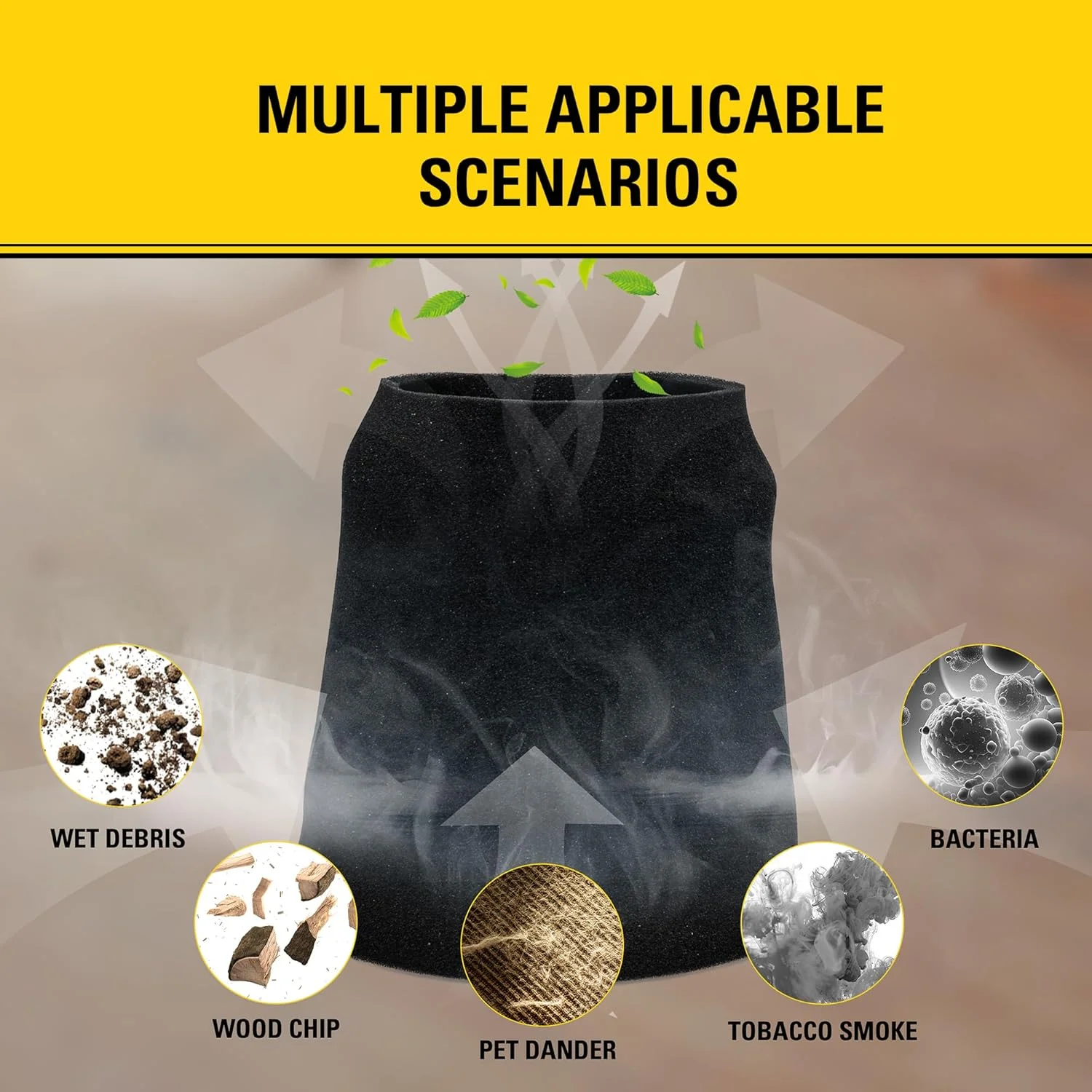 فیلتر فومی استنلی 25-1202 مناسب جاروبرقی های آب و خاک 1 تا 5 گالن، بسته 1 عددی، مشکی