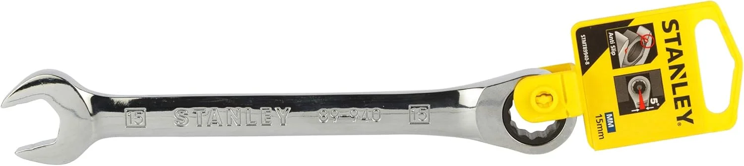 آچار یکسر رینگی جغجغه ای استنلی مدل Stmt89940-8B-12 سایز 15 میلی متر (نقره ای)