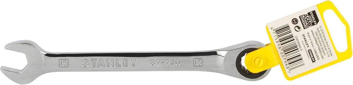 آچار یکسر رینگی جغجغه ای استنلی مدل Stmt89940-8B-12 سایز 15 میلی متر (نقره ای)