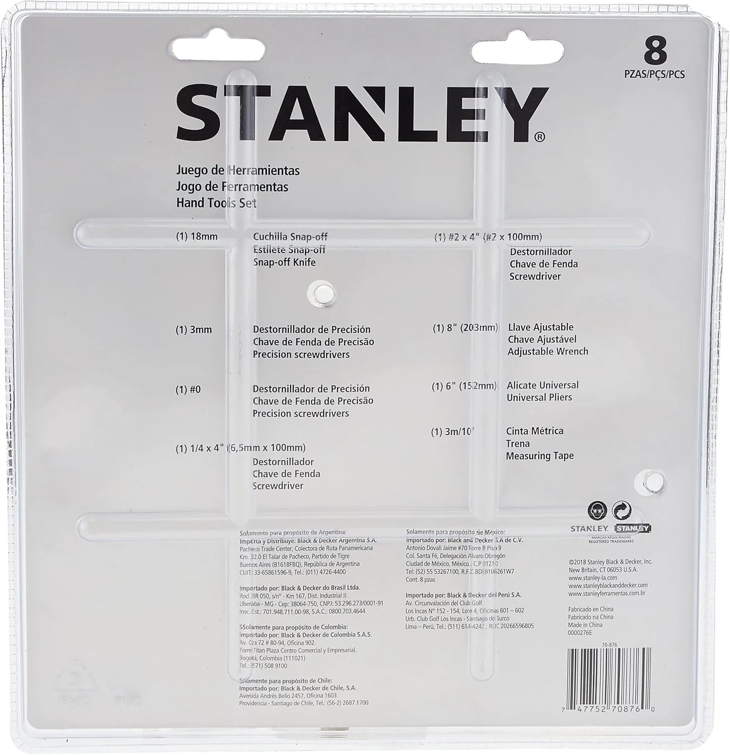 مجموعه ابزار دستی استنلی، 70-876، 8 تکه