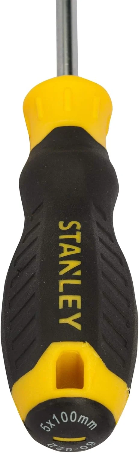 پیچ گوشتی دوسو استاندارد با دسته نرم استنلی مدل STMT60822-8، 5 میلی متر در 100 میلی متر، مشکی و زرد