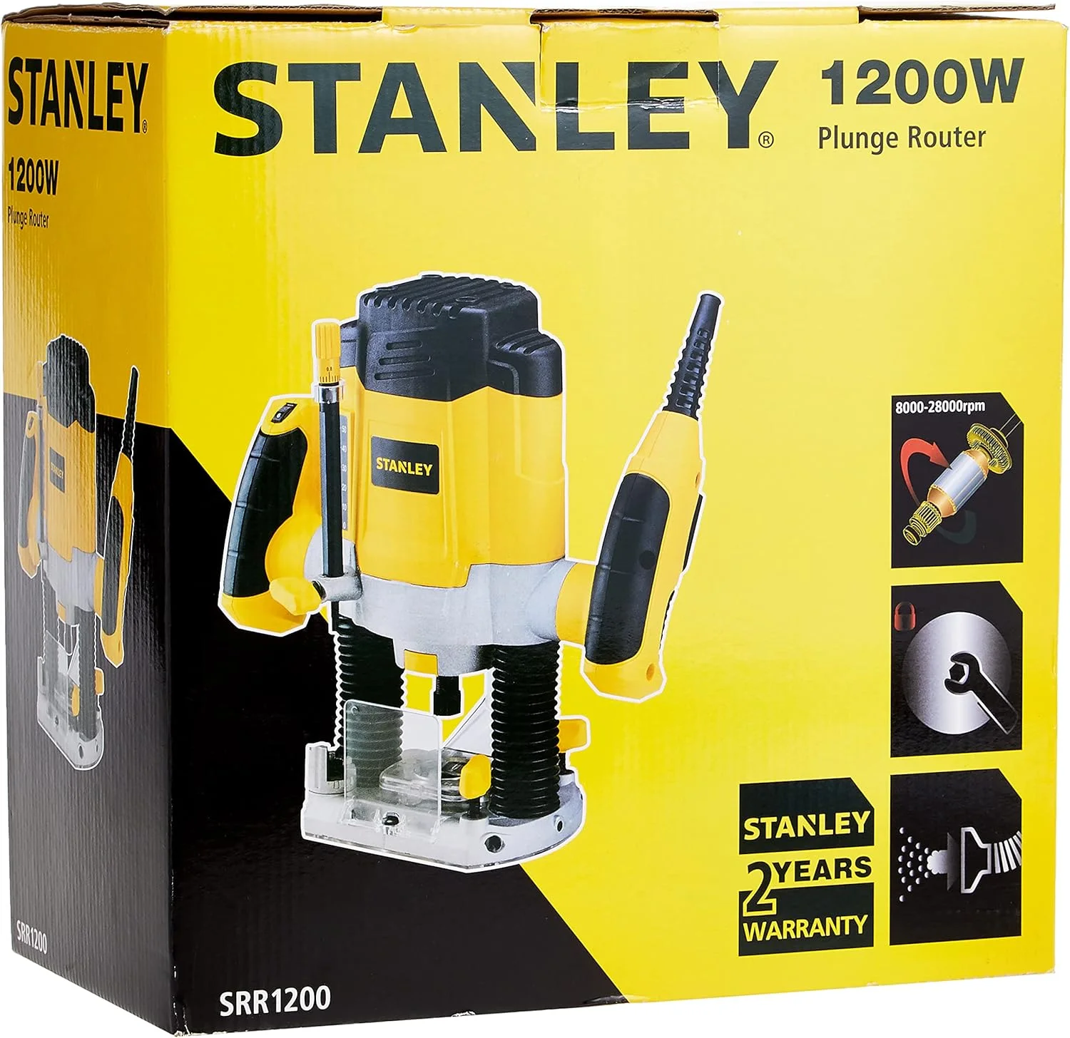 دستگاه فرز نجاری استنلی مدل SRR1200-B5، سرعت متغیر، مشکی/زرد، 17.5x31.2x30.5 سانتی متر