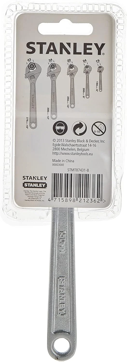 آچار فرانسه استنلی نقره ای با روکش کروم وانادیوم آهنگری شده، 1-87-431