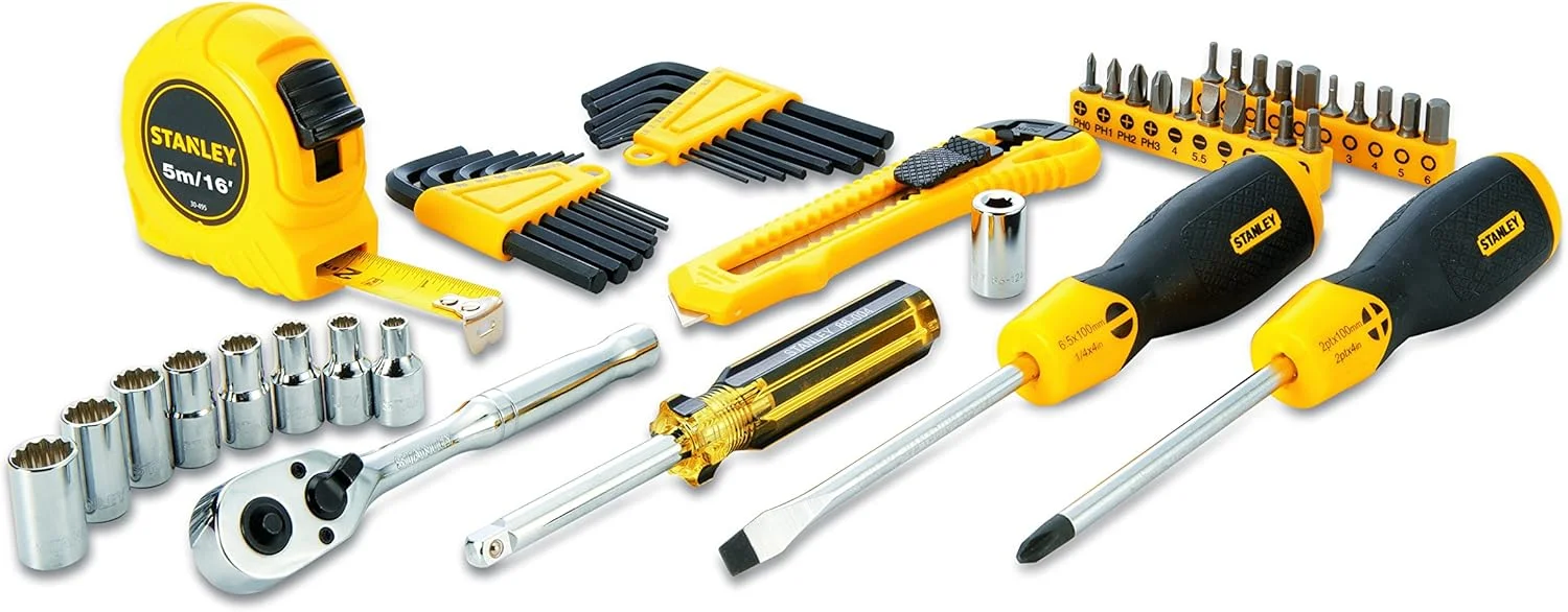 مجموعه ابزار 51 تکه استنلی – شامل جغجغه، بکس، پیچ گوشتی، آچار آلن، سیم چین و نگهدارنده نوک – جعبه مقاوم – STMT0-74864