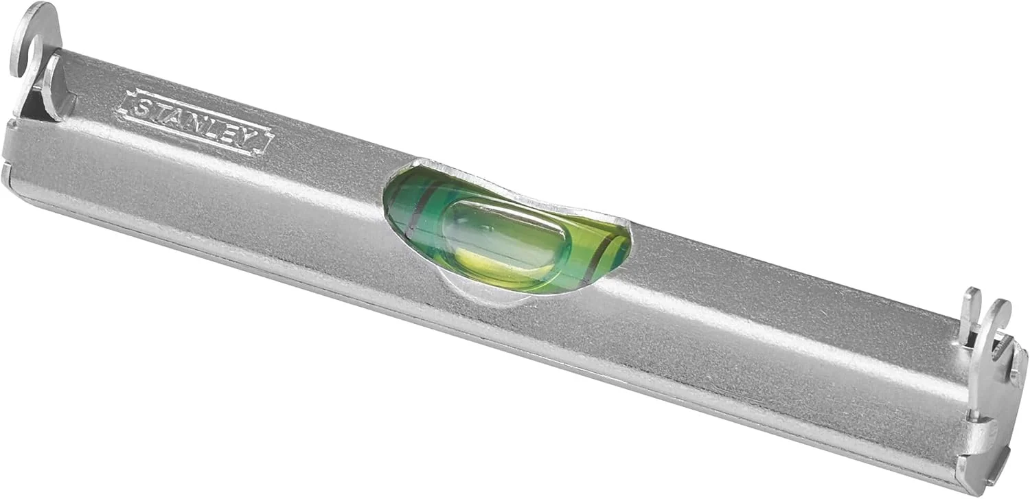 تراز خطی استنلی 0-42-287 (طراحی آلومینیومی سبک، 2 قلاب برای استفاده خطی، کف صاف) نقره ای