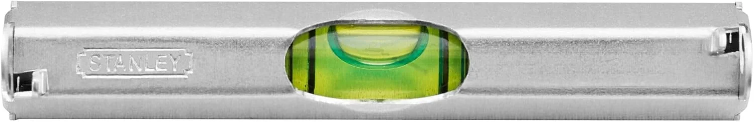 تراز خطی استنلی 0-42-287 (طراحی آلومینیومی سبک، 2 قلاب برای استفاده خطی، کف صاف) نقره ای