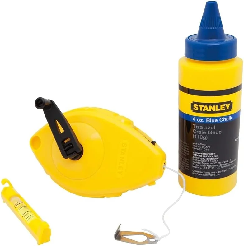 مجموعه جعبه خط کشی گچی استنلی، گچ آبی با تراز خط پلاستیکی، 4 اونس، 3 تکه (47-443)