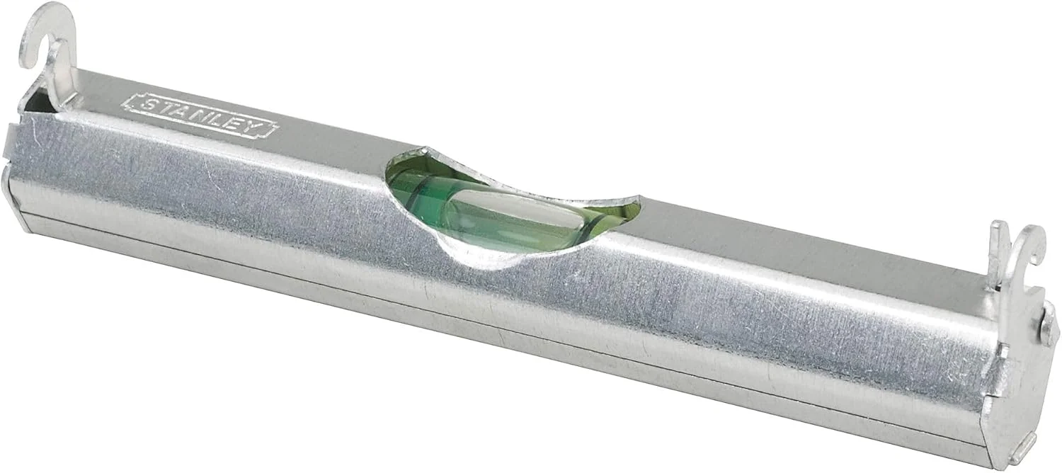 تراز خطی استنلی 0-42-287 (طراحی آلومینیومی سبک، 2 قلاب برای استفاده خطی، کف صاف) نقره ای