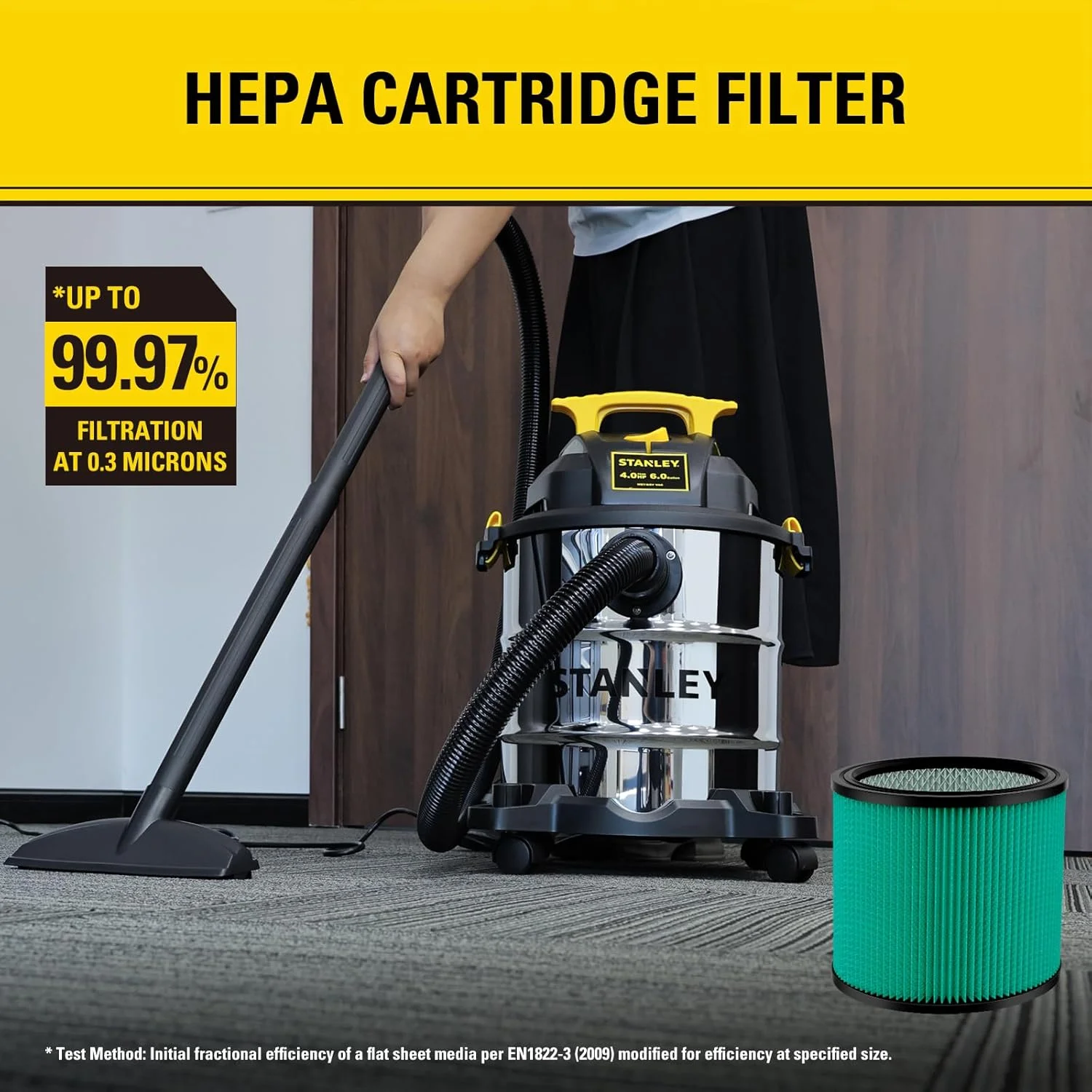 فیلتر جاروبرقی استنلی، فیلتر کارتریج HEPA با راندمان بالا، فیلتر جایگزین 08-2566H برای اکثر جاروبرقی های تر و خشک 5 تا 18 گالن