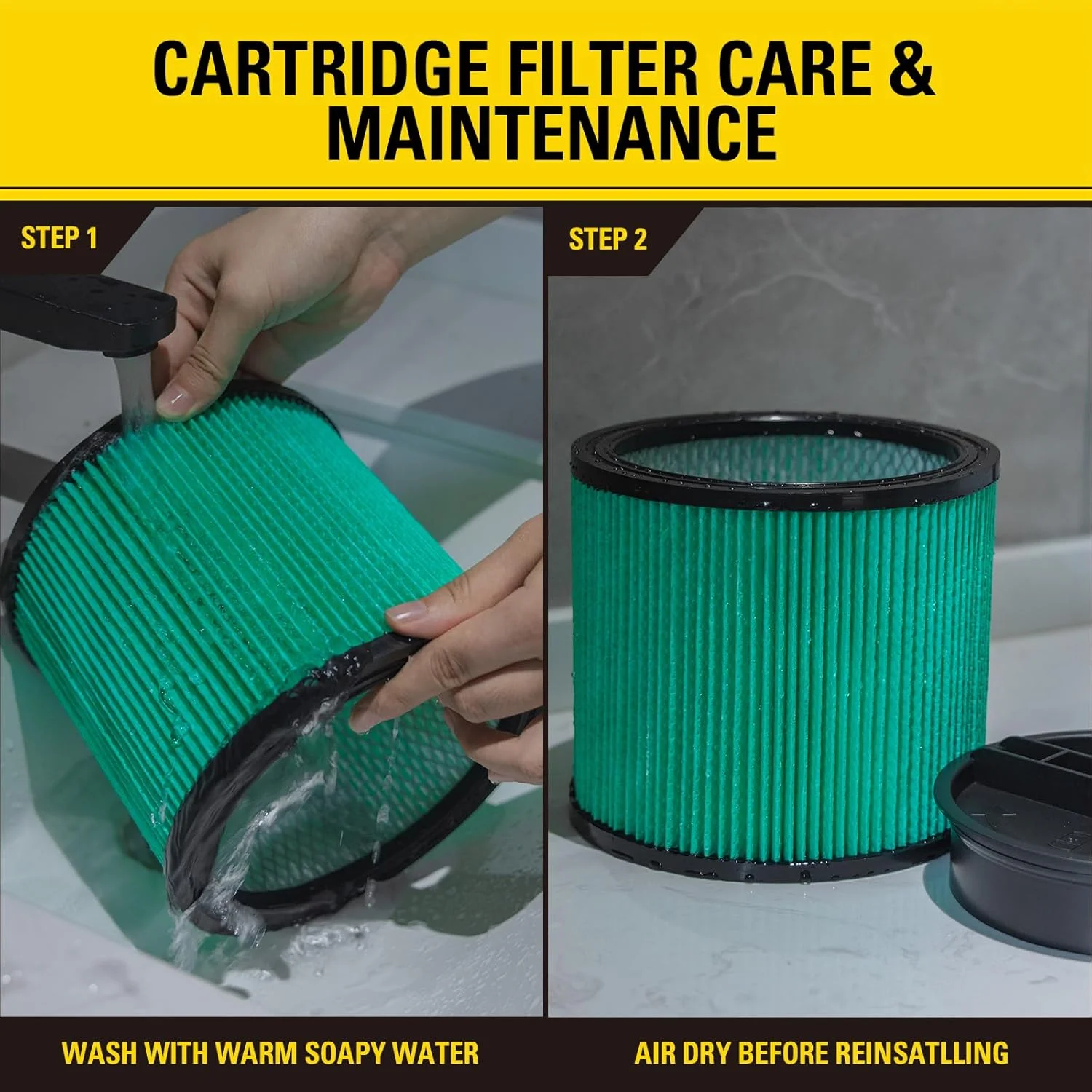 فیلتر جاروبرقی استنلی، فیلتر کارتریج HEPA با راندمان بالا، فیلتر جایگزین 08-2566H برای اکثر جاروبرقی های تر و خشک 5 تا 18 گالن