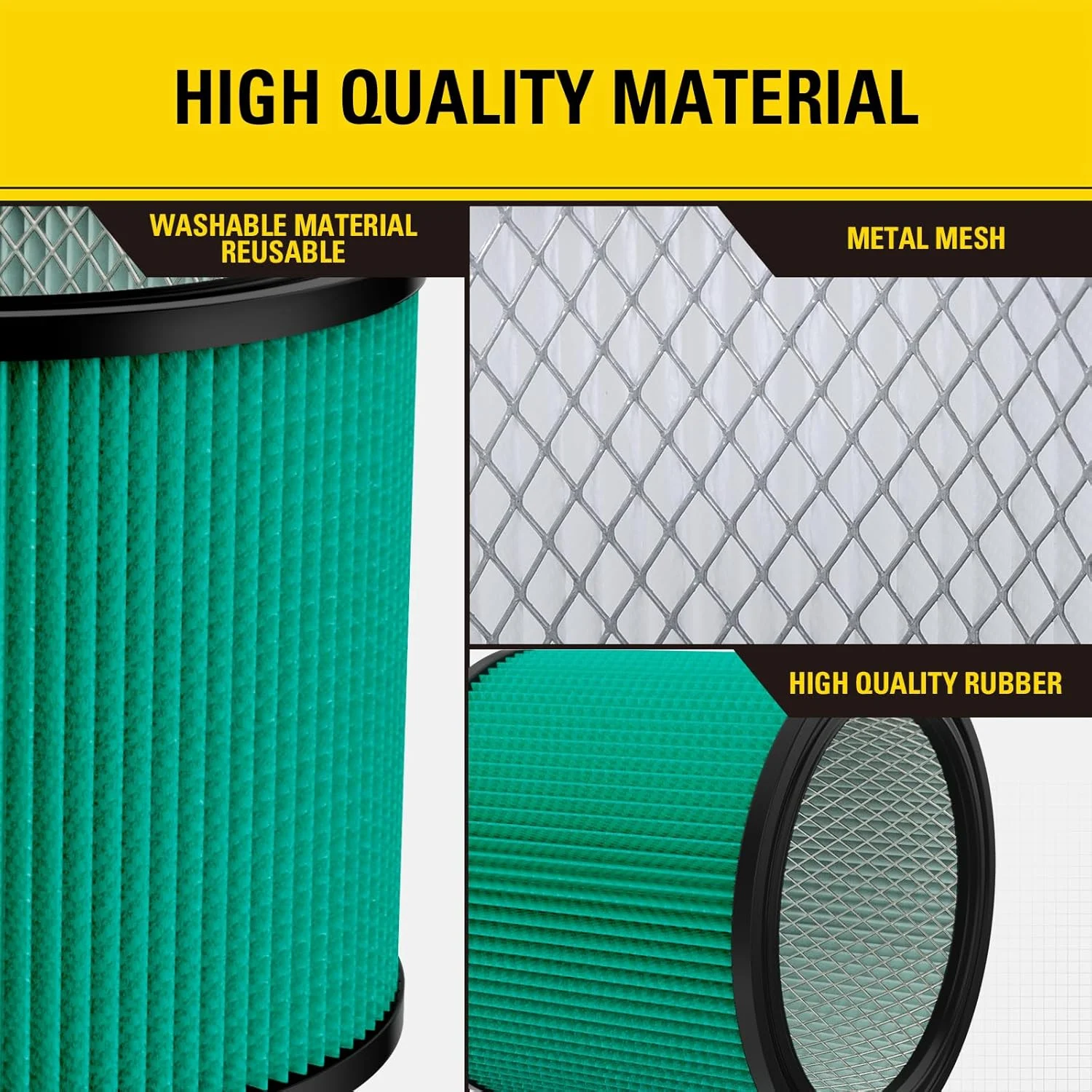 فیلتر جاروبرقی استنلی، فیلتر کارتریج HEPA با راندمان بالا، فیلتر جایگزین 08-2566H برای اکثر جاروبرقی های تر و خشک 5 تا 18 گالن