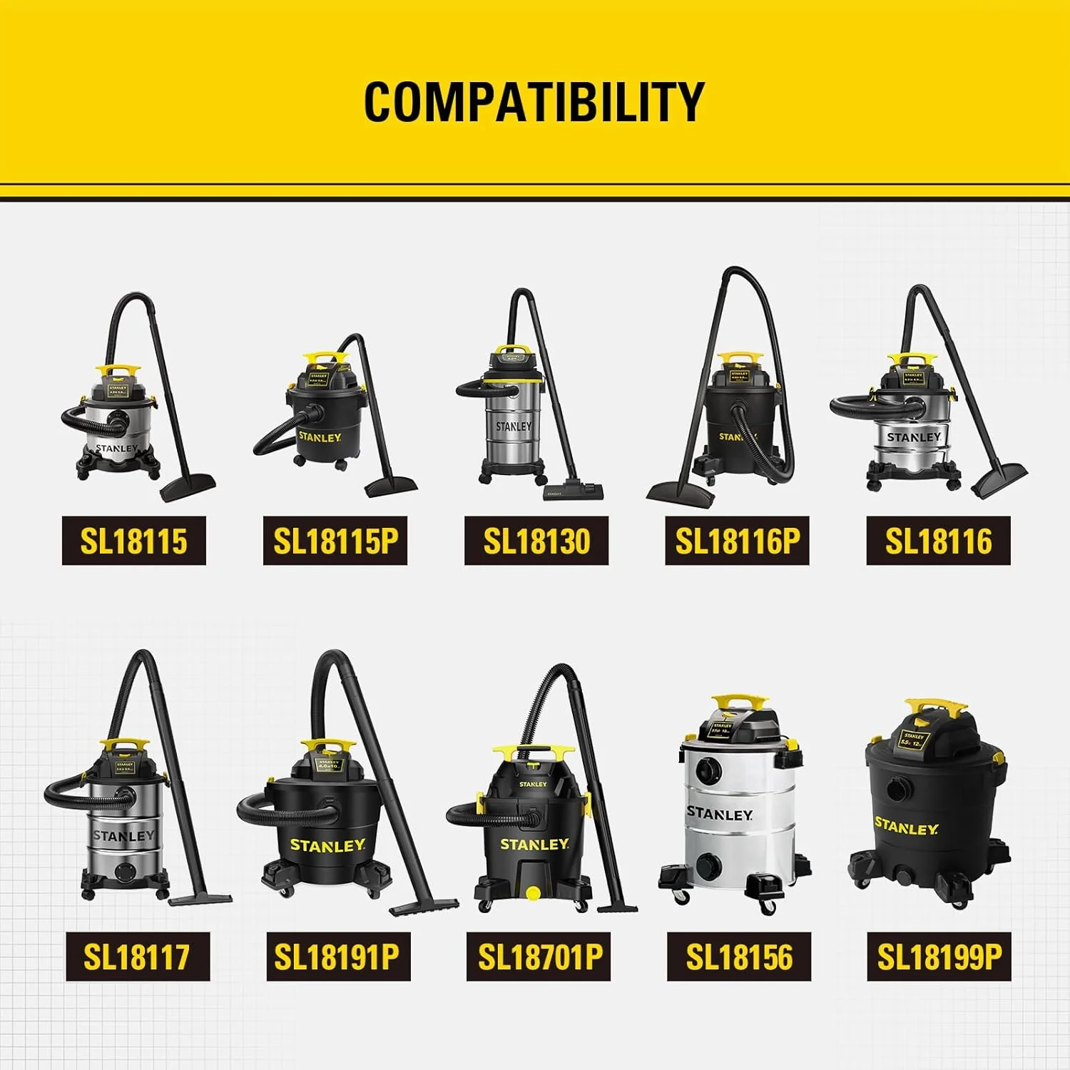 فیلترهای جاروبرقی کارگاهی با راندمان بالا استنلی 08-2566B، فیلتر کارتریجی جایگزین Hepa مناسب برای اکثر جاروبرقی های تر و خشک 5 تا 18 گالن، لوازم جانبی جاروبرقی تر و خشک کارگاهی