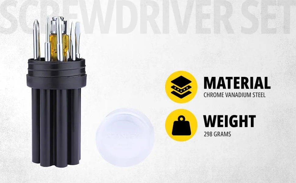 مجموعه پیچ گوشتی 8 عددی استنلی مدل STHT60573-8B - زرد و مشکی