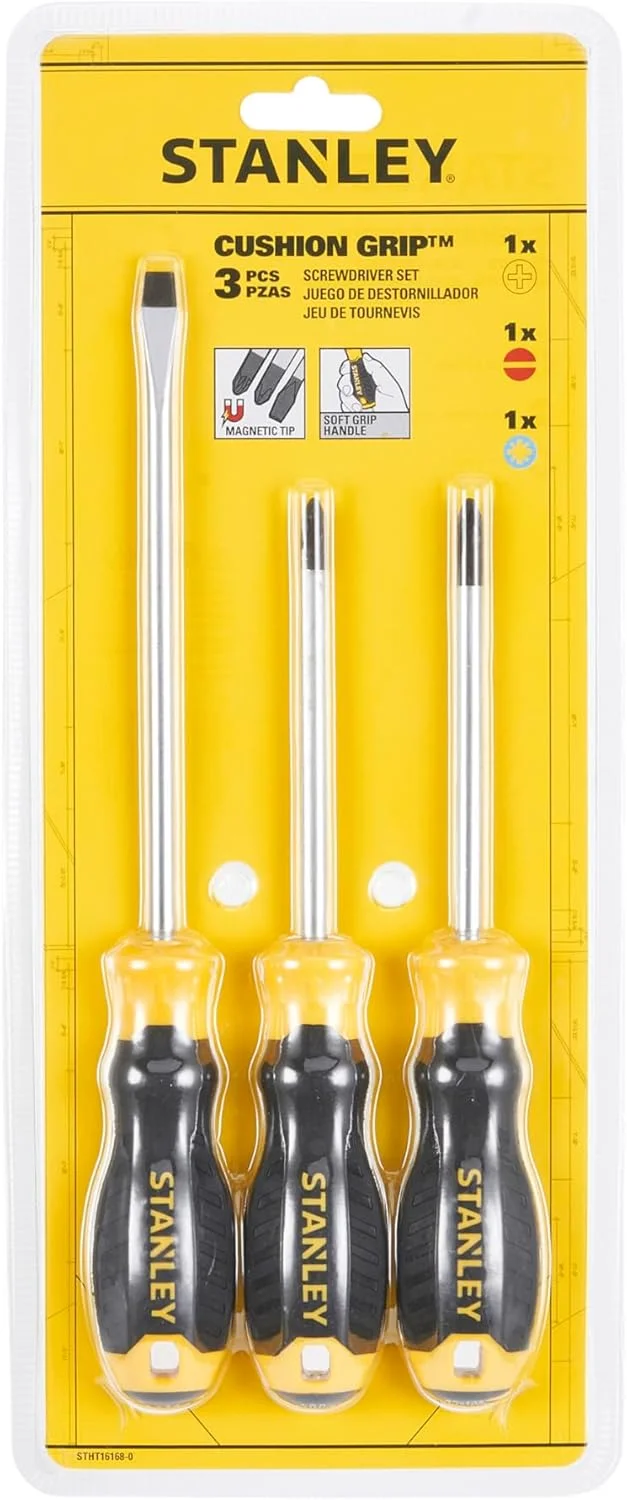 مجموعه ۳ عددی پیچ گوشتی با دسته نرم: تخت، چهارسو و فازمتر