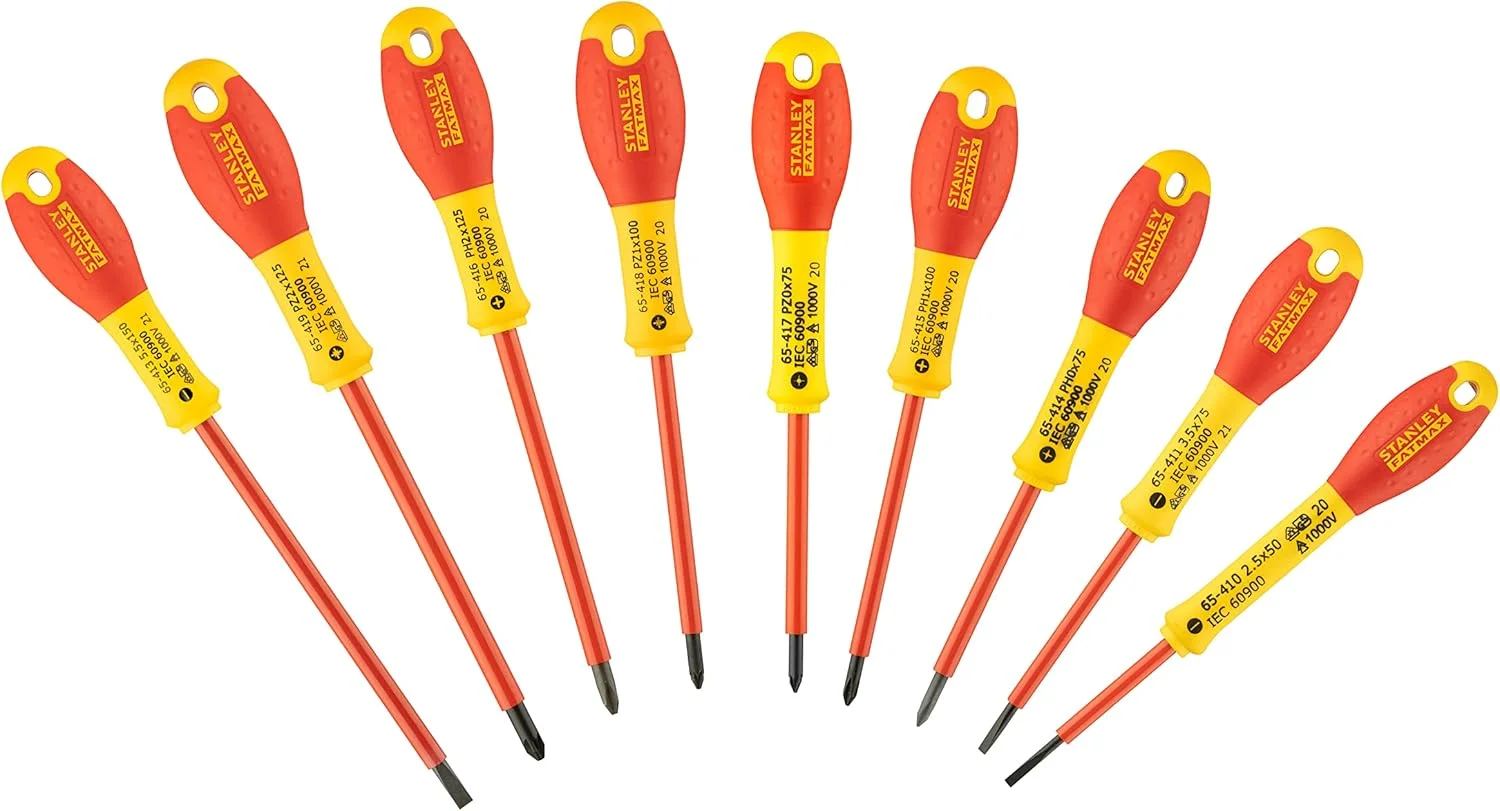 مجموعه پیچ گوشتی عایق استنلی VDE، 10 عددی، مشکی مجموعه پیچ گوشتی عایق استنلی VDE، 10 عددی، مشکی