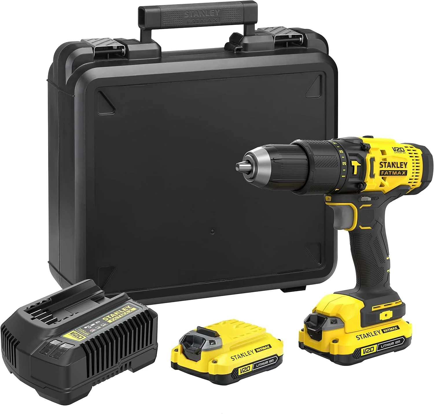 دریل چکشی شارژی براش لس 13 میلیمتری 20 ولت 1.5 آمپر استنلی فت مکس مدل SCD711C2K-B1 به همراه 2 عدد باتری لیتیوم-یون 1.5 آمپر و 1 عدد شارژر دریل چکشی شارژی براش لس 13 میلیمتری 20 ولت 1.5 آمپر استنلی فت مکس مدل SCD711C2K-B1 به همراه 2 عدد باتری لیتیوم-یون 1.5 آمپر و 1 عدد شارژر