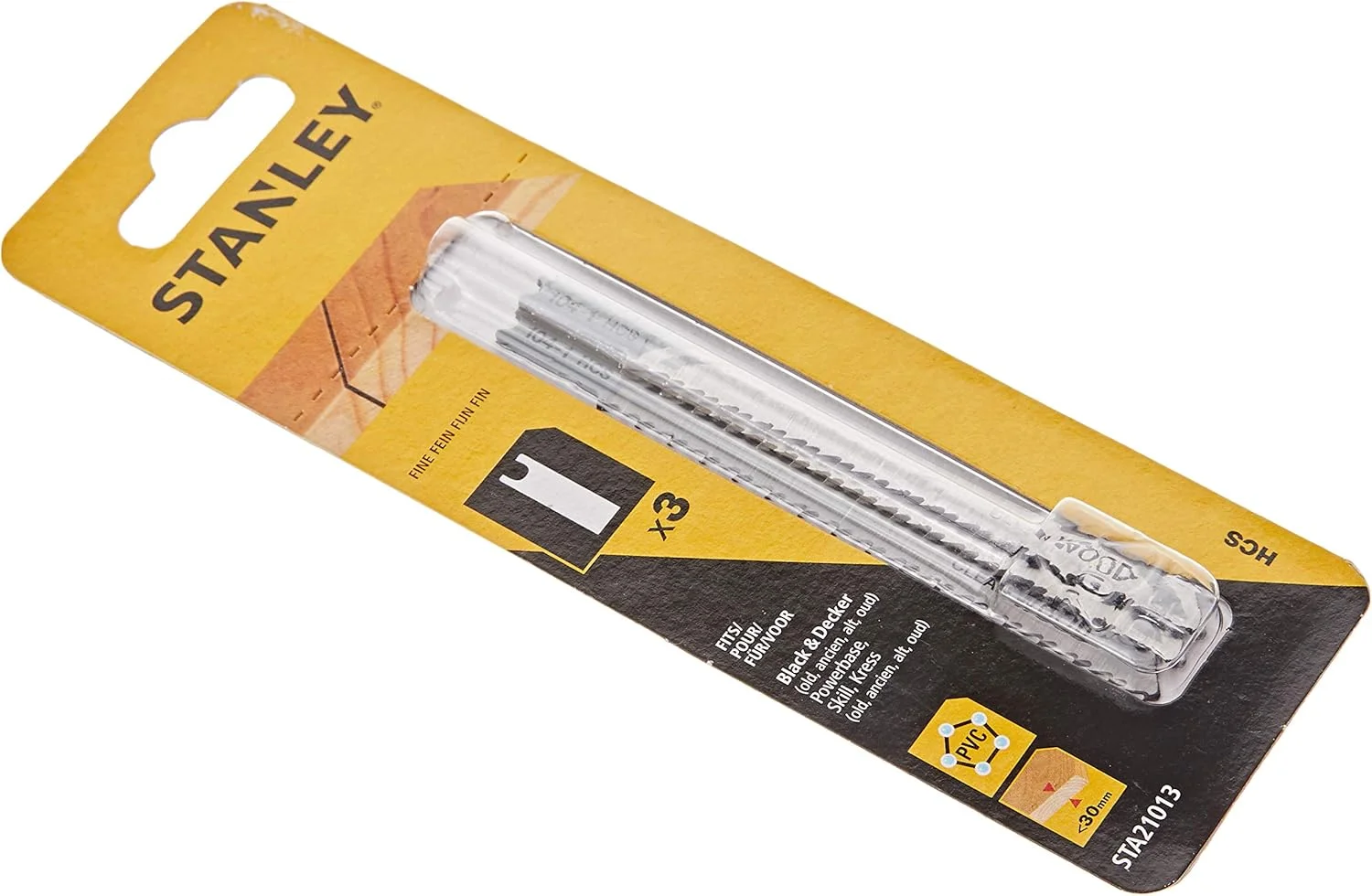 STANLEY STA21013-XJ 3 عدد تیغه HCS برای برش ظریف، صاف و بدون تراشه