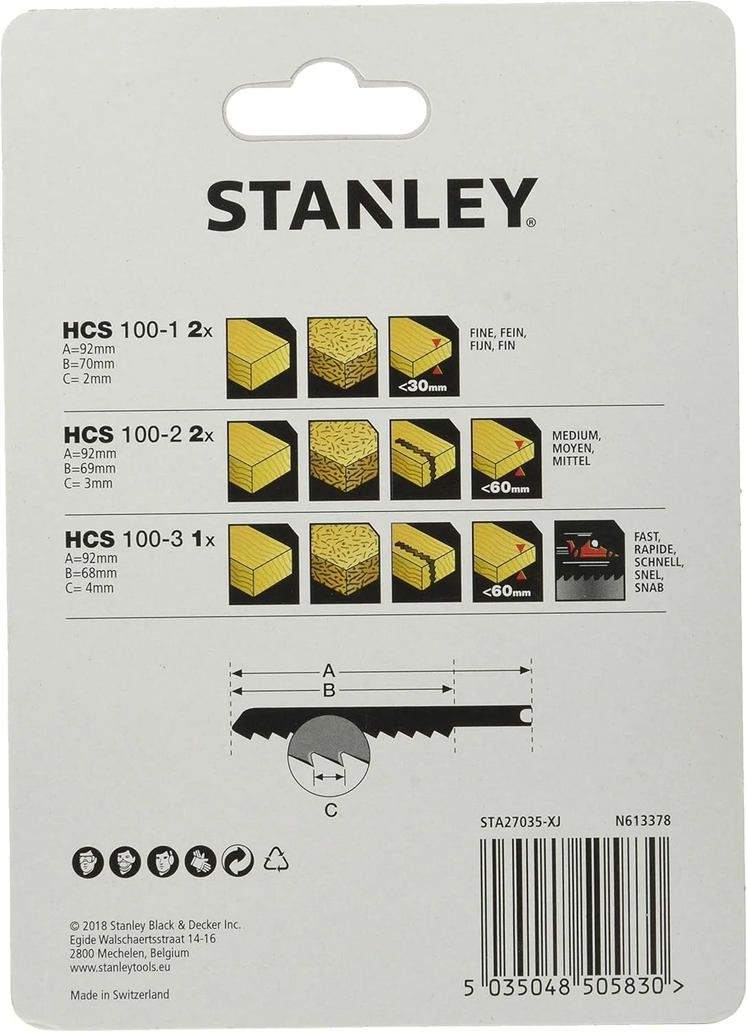 STANLEY STA27035-XJ مجموعه 5 عددی تیغه برش چوب