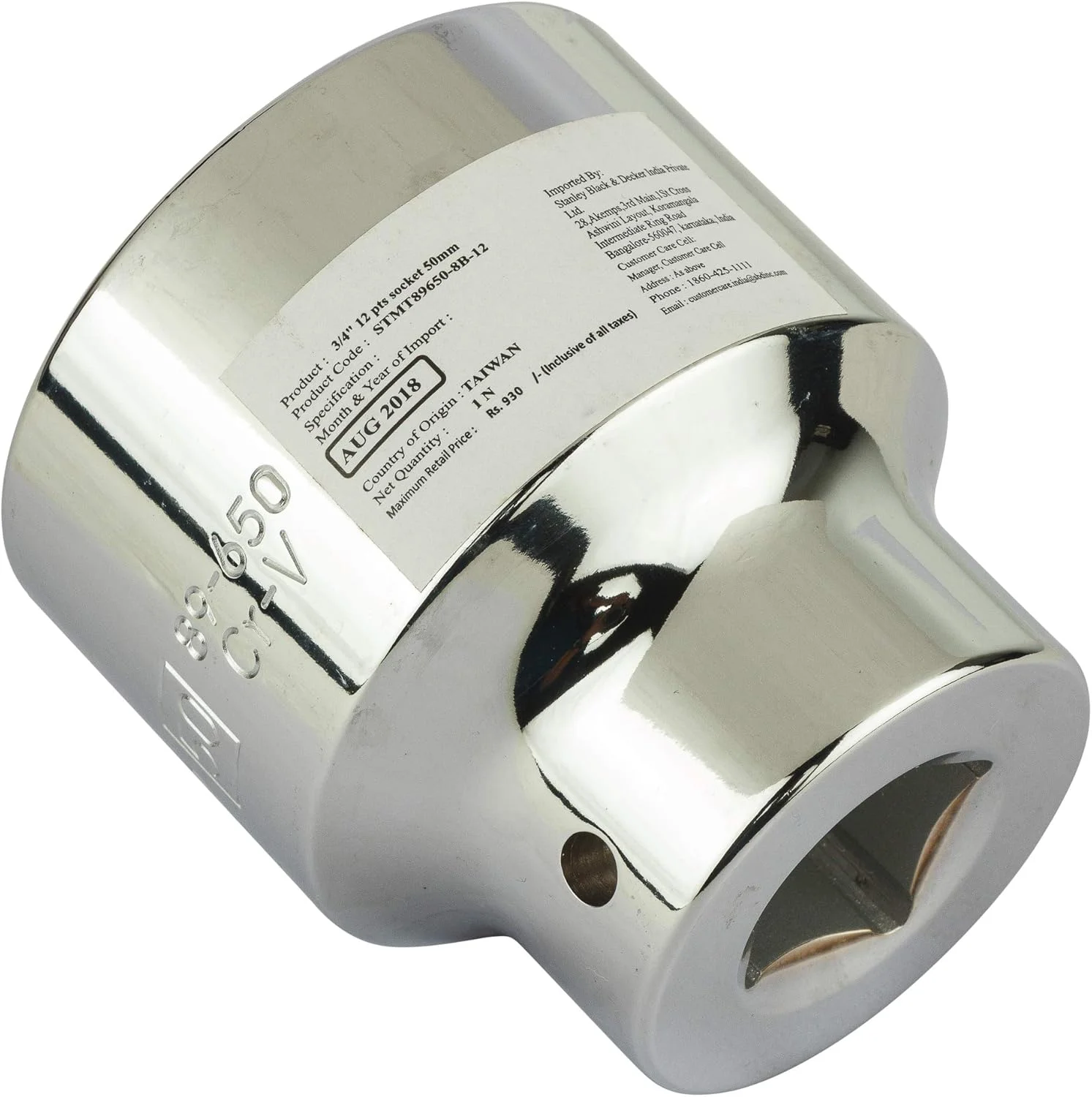 بکس استاندارد 12 پر 50 میلی‌متری استنلی مدل STMT89650-8B سایز 3/4 اینچ (نقره‌ای)