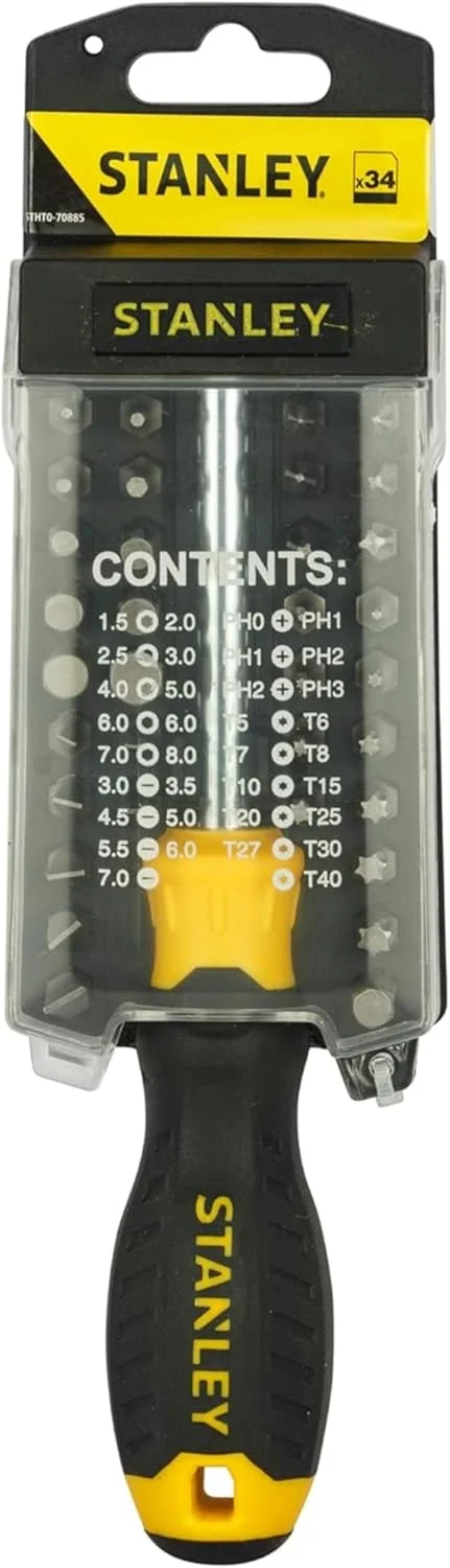 مجموعه پیچ گوشتی 35 عددی استنلی مدل 70-885 (زرد و مشکی)