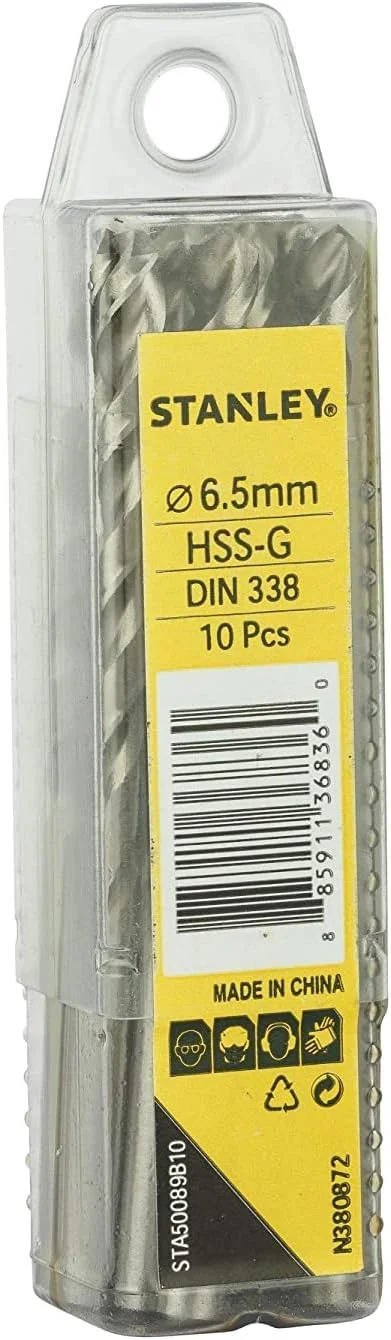 مته فلز HSS استنلی (6.5 میلی متر، 10 عددی)