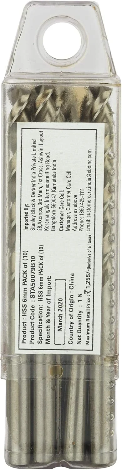 مته فلز HSS استنلی STA50079B10-IN سایز 6 میلی‌متر (بسته 10 عددی)