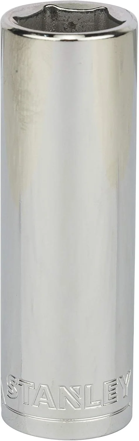 بکس عمیق 6 پر 1/2 اینچ 18 میلی‌متری استنلی مدل STMT73332-8B (نقره‌ای) ساخته شده از فولاد کروم وانادیوم