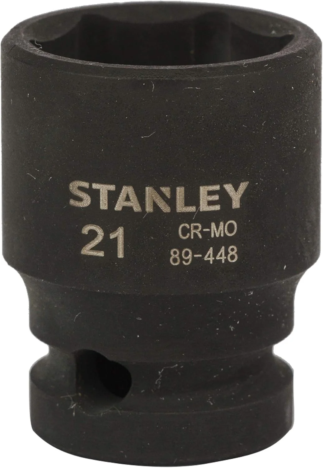 بکس ضربه‌ای شش گوش استنلی مدل STMT89448-8B با درایو 1/2 اینچ و سایز 21 میلی‌متر، ساخته شده از فولاد کروم مولیبدن (مشکی)