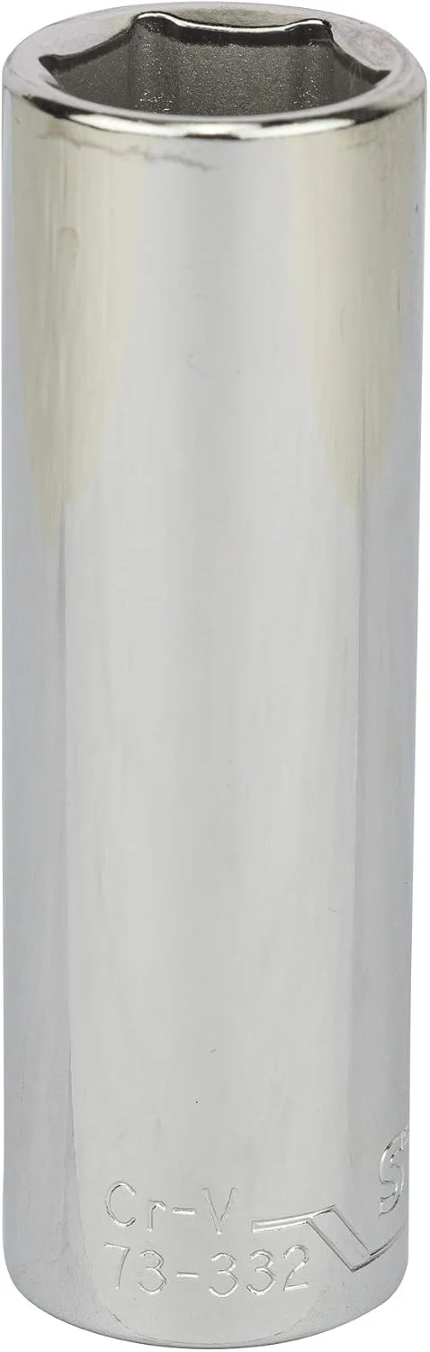 بکس عمیق 6 پر 1/2 اینچ 18 میلی‌متری استنلی مدل STMT73332-8B (نقره‌ای) ساخته شده از فولاد کروم وانادیوم