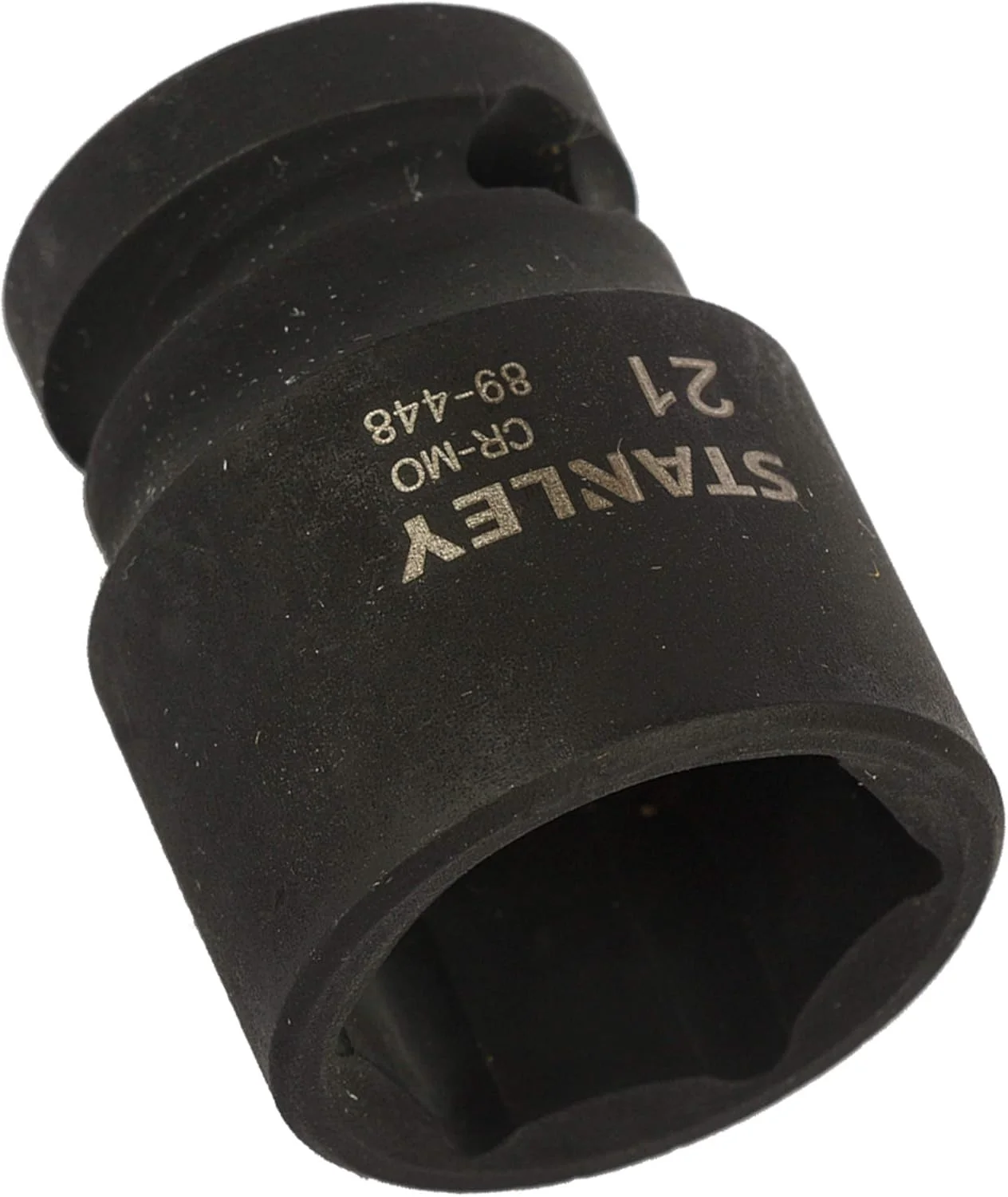 بکس ضربه‌ای شش گوش استنلی مدل STMT89448-8B با درایو 1/2 اینچ و سایز 21 میلی‌متر، ساخته شده از فولاد کروم مولیبدن (مشکی)