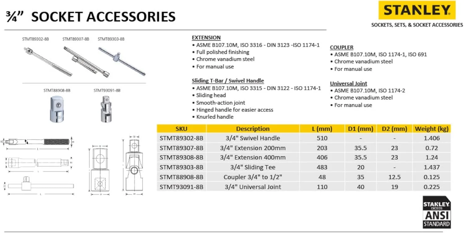 تبدیل 3/4 اینچ به 1/2 اینچ استنلی مدل STMT88908-8B