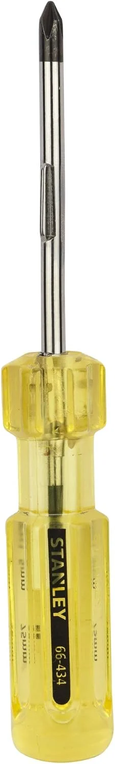 پیچ گوشتی دو طرفه استنلی مدل 62-434 (چهارسو PH1 و تخت 5 میلی‌متر در 75 میلی‌متر، زرد)