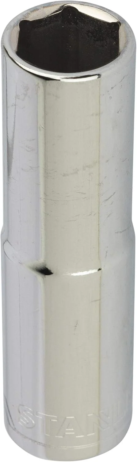 بکس عمیق 6 پر استنلی STMT73329-8B با درایو 1/2 اینچ و سایز 15 میلی‌متر، ساخته شده از فولاد کروم وانادیوم (نقره‌ای)