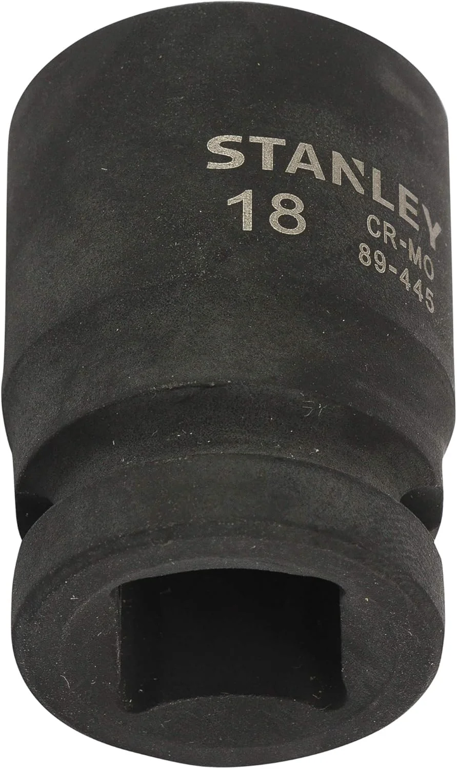 بکس ضربه ای 6 پر استنلی مدل STMT89445-8B، ساخته شده از فولاد کروم-مولیبدن، درایو 1/2 اینچ، سایز 18 میلی متر (مشکی)