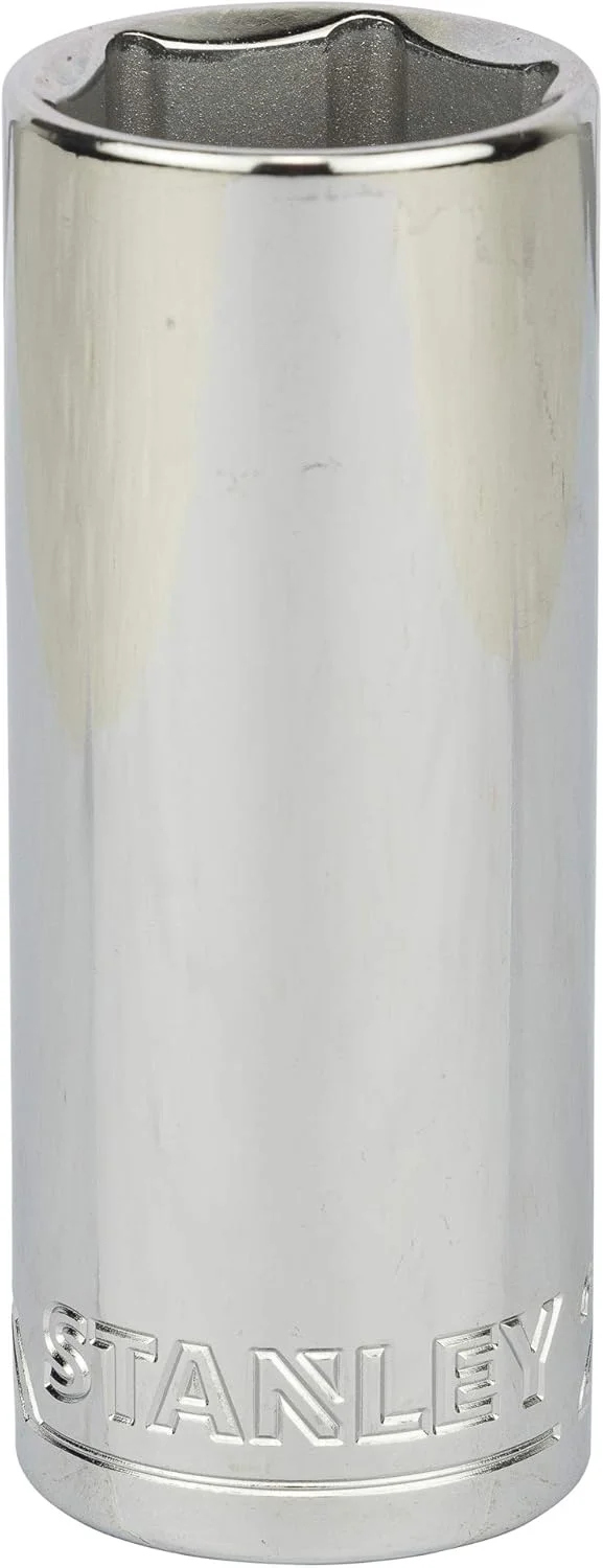 بکس عمیق 6 پر استنلی مدل STMT73337-8B با درایو 1/2 اینچ و سایز 24 میلی‌متر، ساخته شده از فولاد کروم وانادیوم (نقره‌ای)