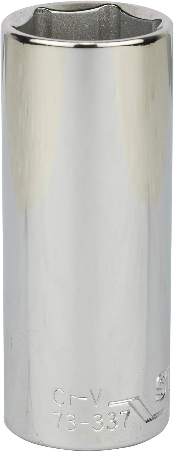 بکس عمیق 6 پر استنلی مدل STMT73337-8B با درایو 1/2 اینچ و سایز 24 میلی‌متر، ساخته شده از فولاد کروم وانادیوم (نقره‌ای)