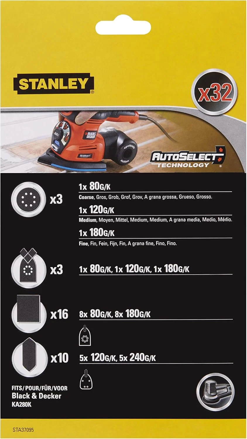 مجموعه 32 سنباده استنلی برای سنباده لرزان