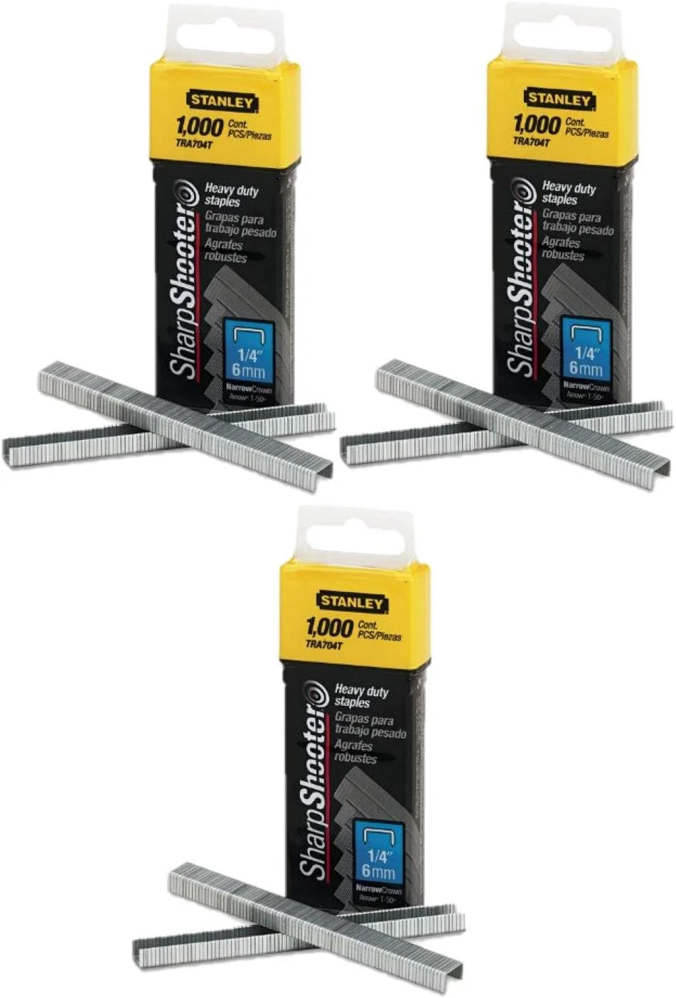 منگنه های سنگین استنلی مدل TRA704T با اندازه 1/4 اینچ، بسته 1000 عددی