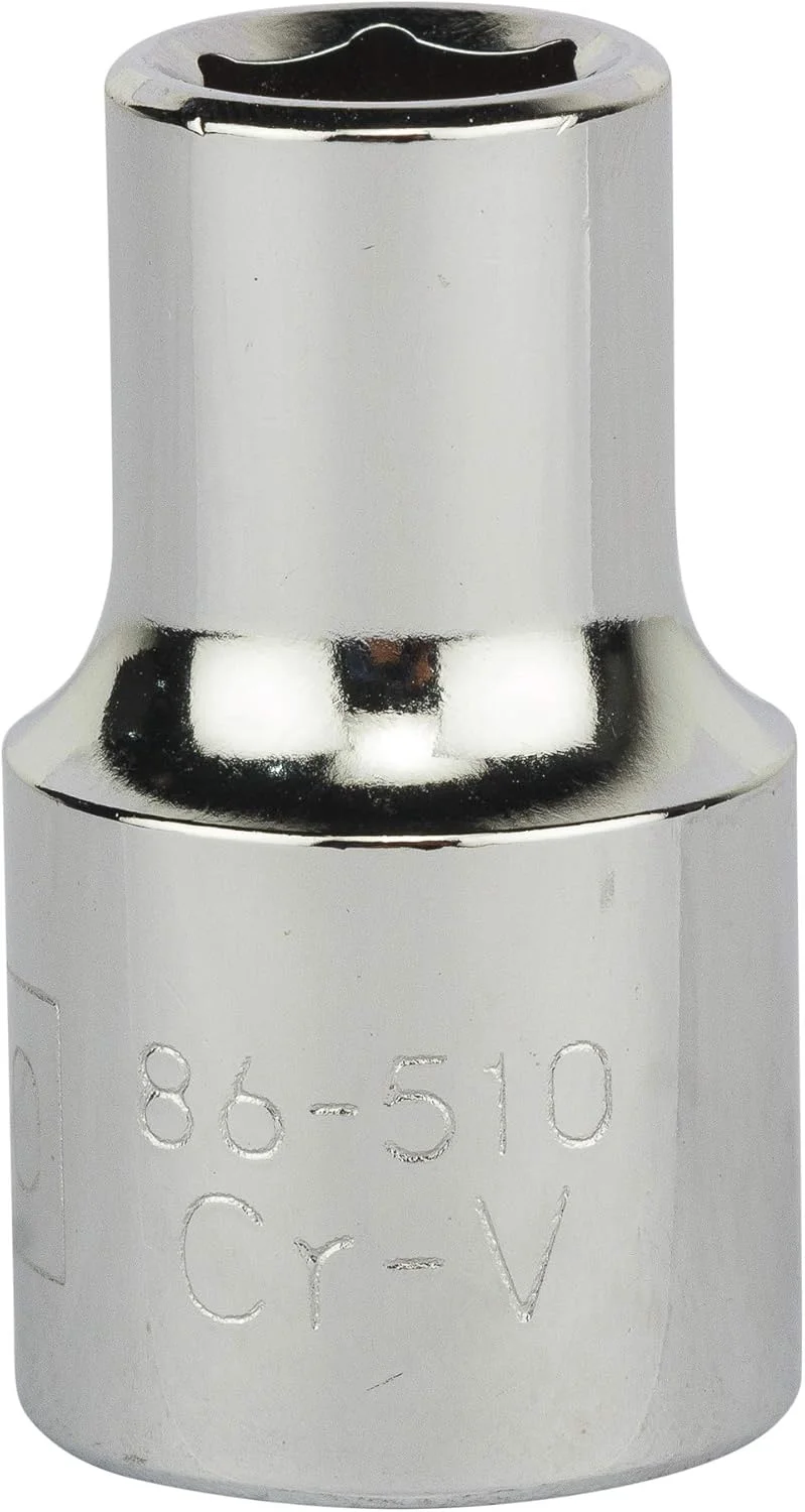 بکس شش گوش استاندارد استنلی 1-86-510 فولاد کروم وانادیوم 1/2 اینچ 10 میلی متر نقره ای