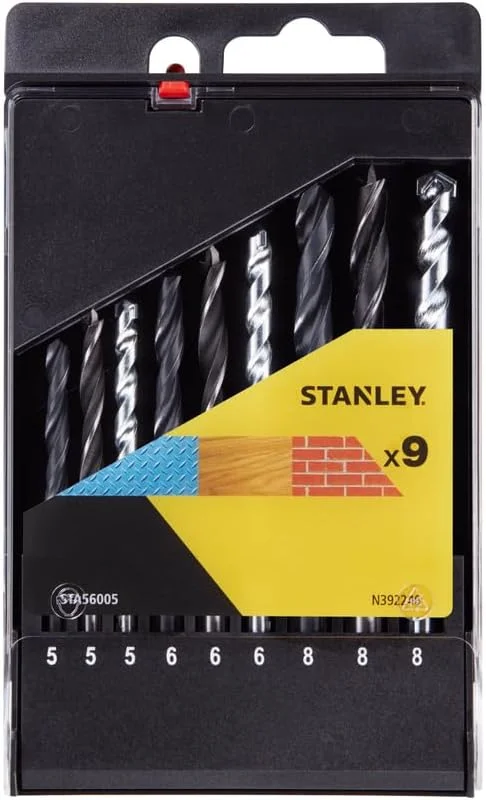 مجموعه ۹ عددی مته فلز، چوب و مصالح ساختمانی استنلی مدل STA56005-QZ شامل سایزهای ۵ میلی‌متر (۳ عدد)، ۶ میلی‌متر (۳ عدد)، ۸ میلی‌متر (۳ عدد)