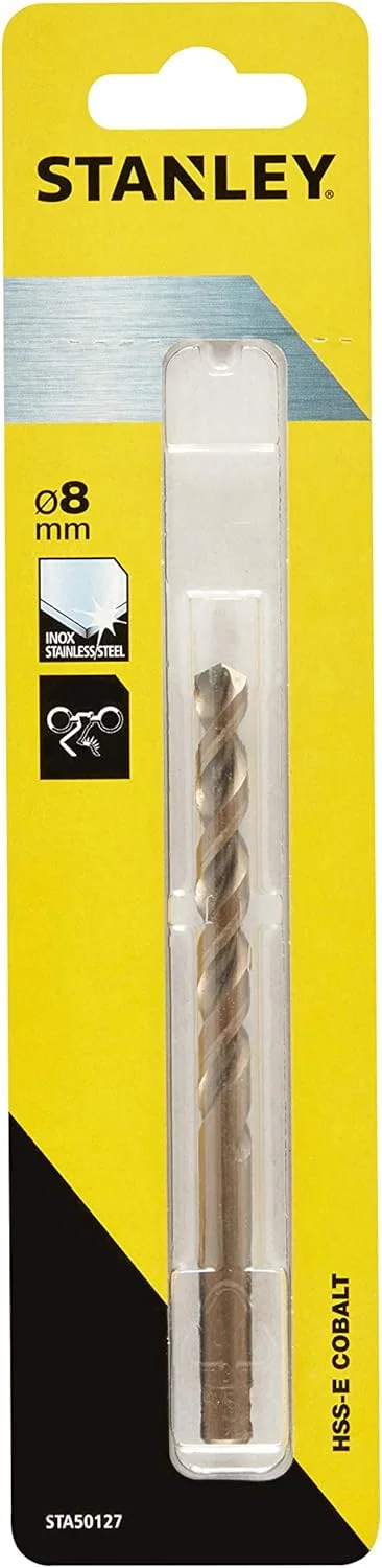 مته فلزات استنلی HSS-E کبالت های-تک (مناسب برای تمام فلزات، قطر مته 8 میلی متر، طول کلی 117 میلی متر، 1 عدد) STA50127