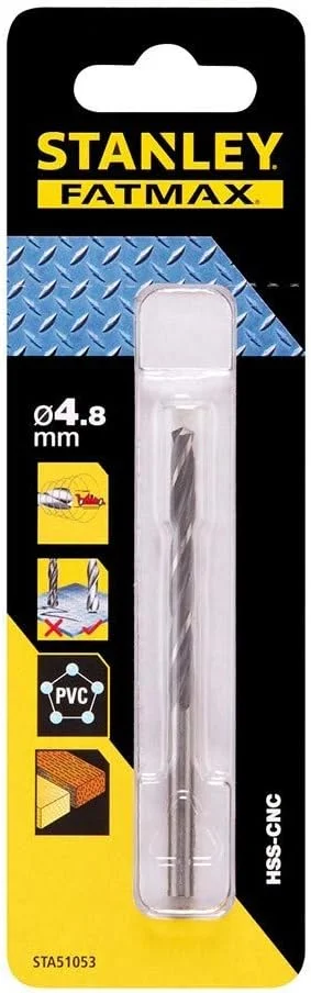 مته HSS-CNC استنلی STA51053-QZ با نوک راهنما، قطر 4.8 میلی‌متر